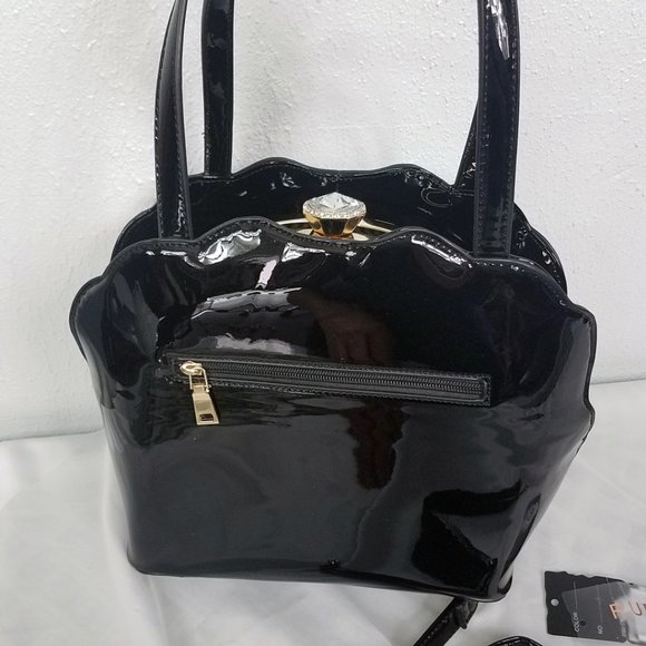 Ruby Black Patent Leather Hand Bag Shoulder Bag - Picture 10 of 15